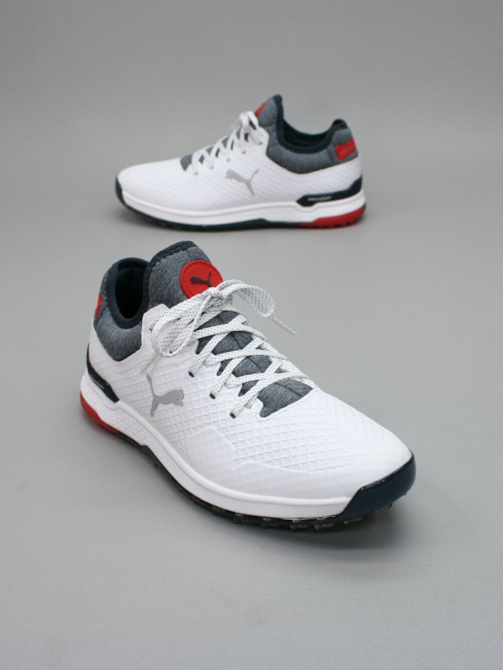 PUMA Men's 8 Proadapt Alphacat White Navy High Risk Red Waterproof Golfing Shoes